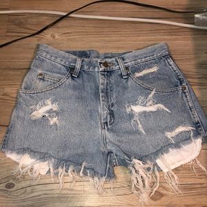 High waisted denim shorts